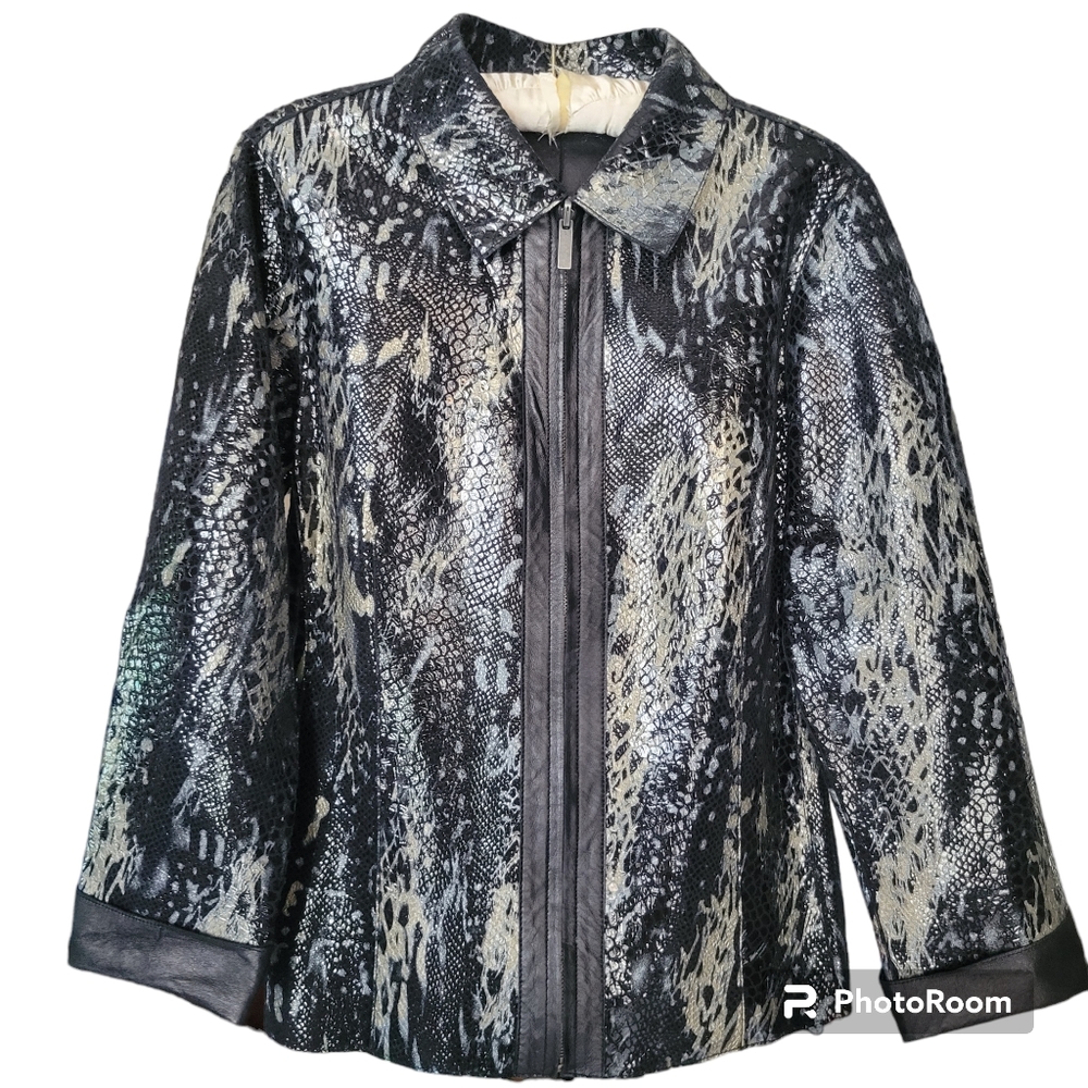 Chicos Leather Reversible Blazer Jacket Size‎ M/L